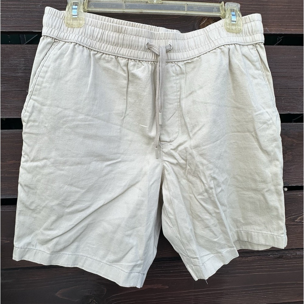Untuckit Whitley Shorts Men's M Tan Chino Cotton Linen Elastic Waist Casual